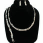 Rhinestone Metal Bar Linked 3pcs Necklace Set