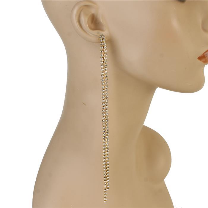 Rhinestone Long Drop Earring