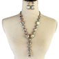 Rhinestones Oval Long Necklace Set