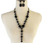 Rhinestones Oval Long Necklace Set