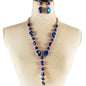 Rhinestones Oval Long Necklace Set