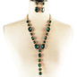 Rhinestones Oval Long Necklace Set