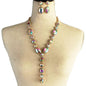 Rhinestones Oval Long Necklace Set