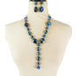 Rhinestones Oval Long Necklace Set