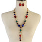 Rhinestones Oval Long Necklace Set