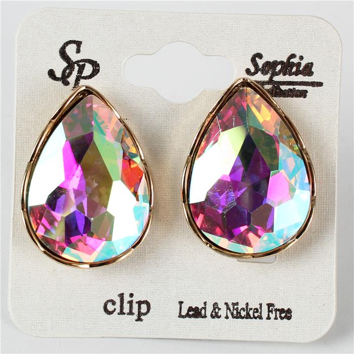 Crystal Tear Clip-On Earring