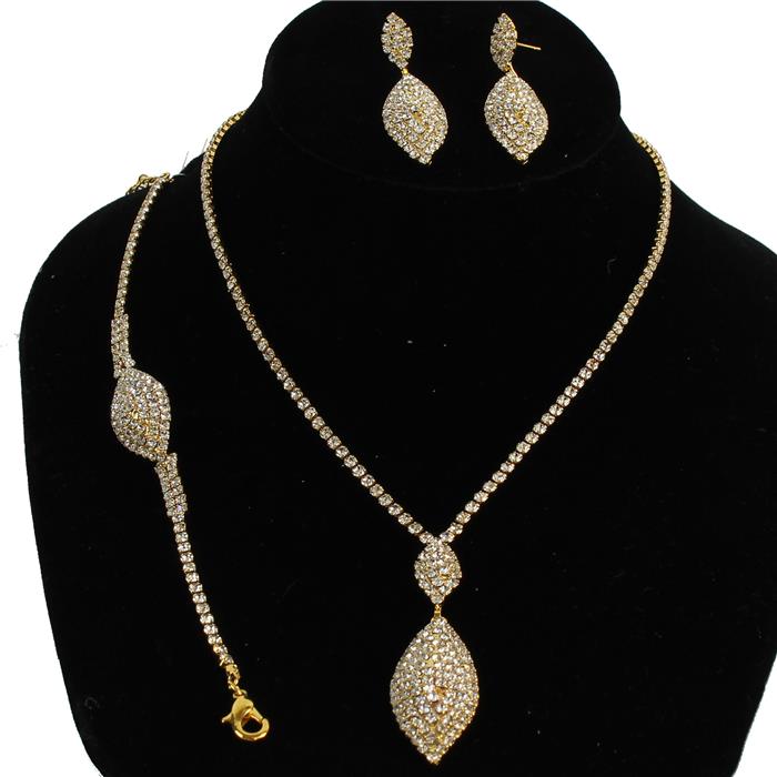 Rhinestones Ovaldrop 3pcs Necklace Set