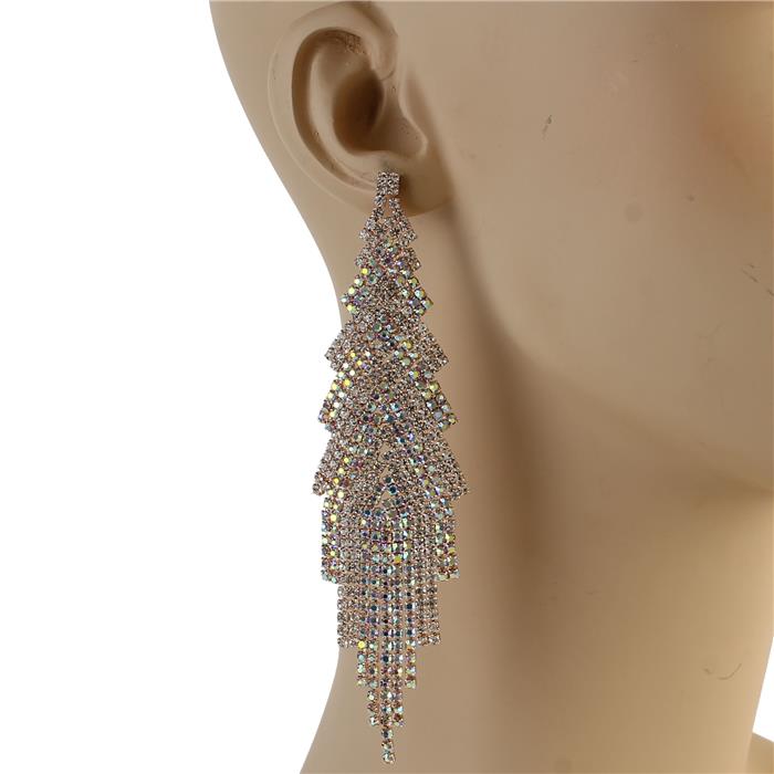 Rhinestones Long Fringed Earring