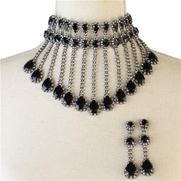 Crystal Fringed Choker Set