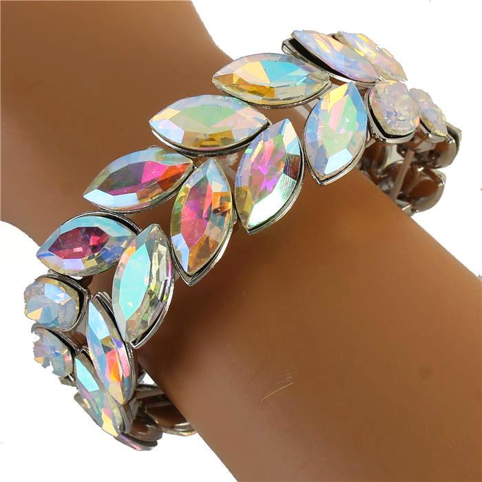 Crystal Leaf Stretch Bangle