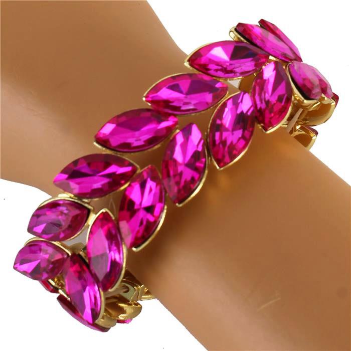 Crystal Leaf Stretch Bangle