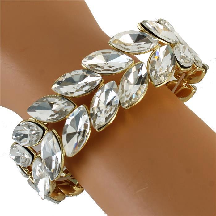 Crystal Leaf Stretch Bangle