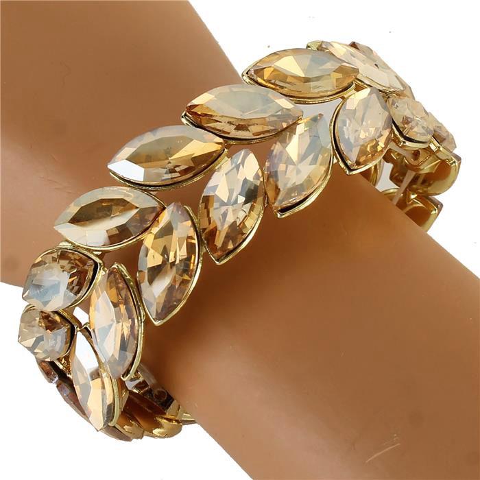 Crystal Leaf Stretch Bangle