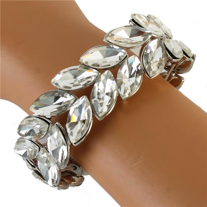 Crystal Leaf Stretch Bangle