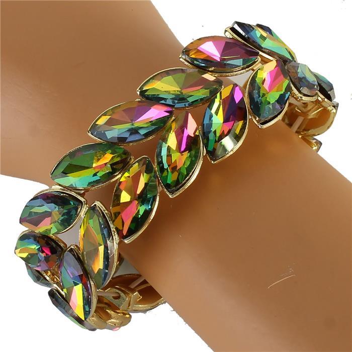 Crystal Leaf Stretch Bangle