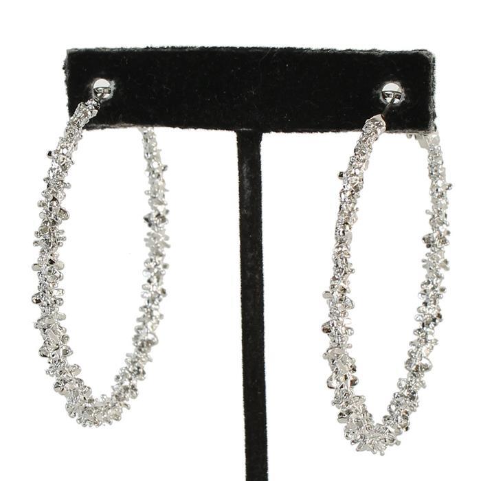 60 mm Metal Hammered Hoop Earring