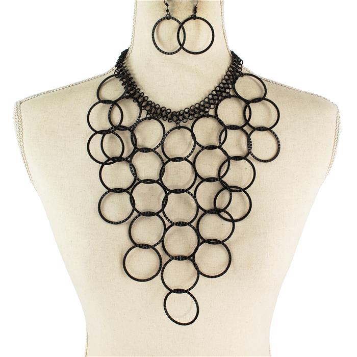 Metal Long Round Necklace Set