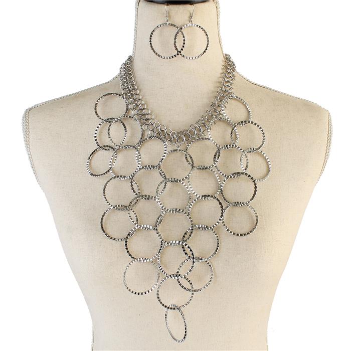 Metal Long Round Necklace Set