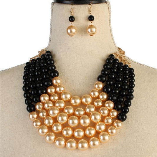 Pearl Five layereds Necklace Set