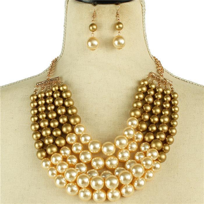 Pearl Five layereds Necklace Set