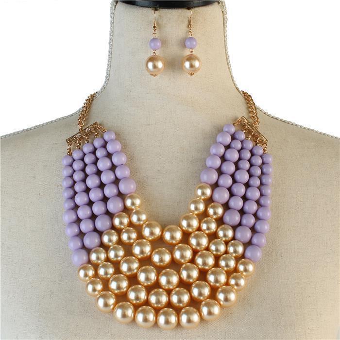 Pearl Five layereds Necklace Set