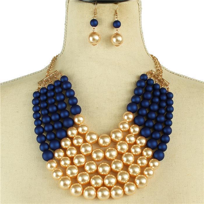 Pearl Five layereds Necklace Set