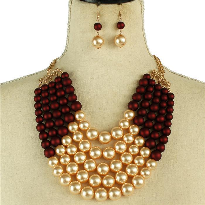 Pearl Five layereds Necklace Set