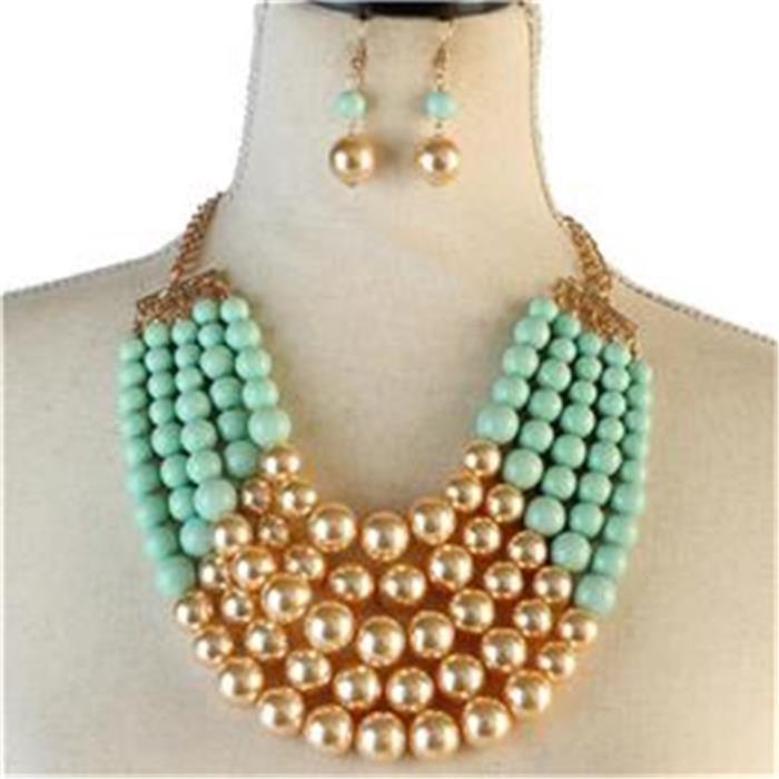 Pearl Five layereds Necklace Set