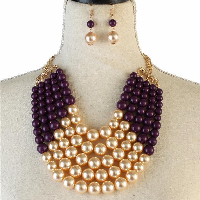 Pearl Five layereds Necklace Set