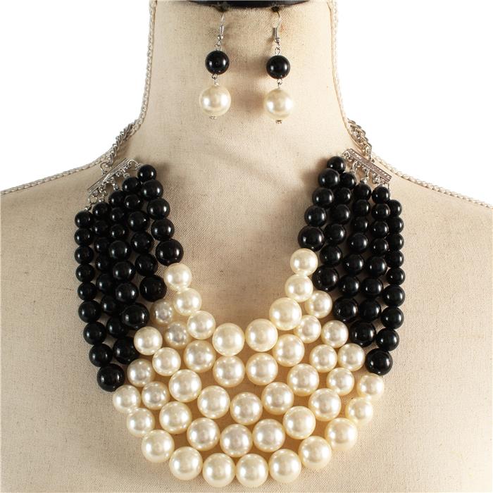 Pearl Five layereds Necklace Set