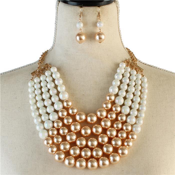 Pearl Five layereds Necklace Set