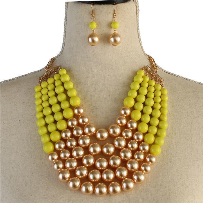 Pearl Five layereds Necklace Set