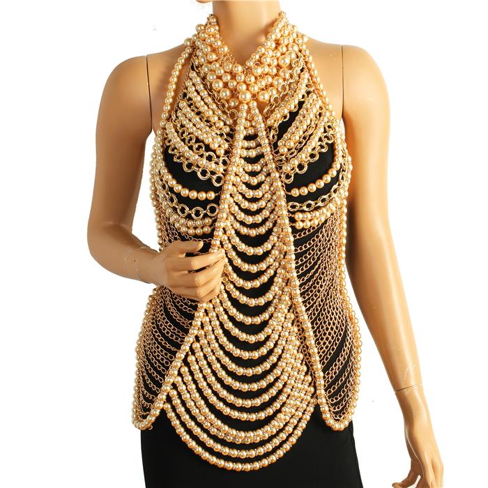 Pearl Mesh Body Chain