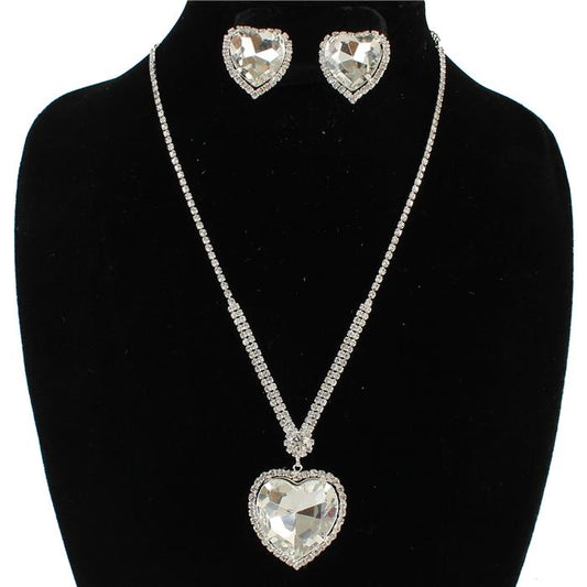 Rhinestones Heart Necklace Set