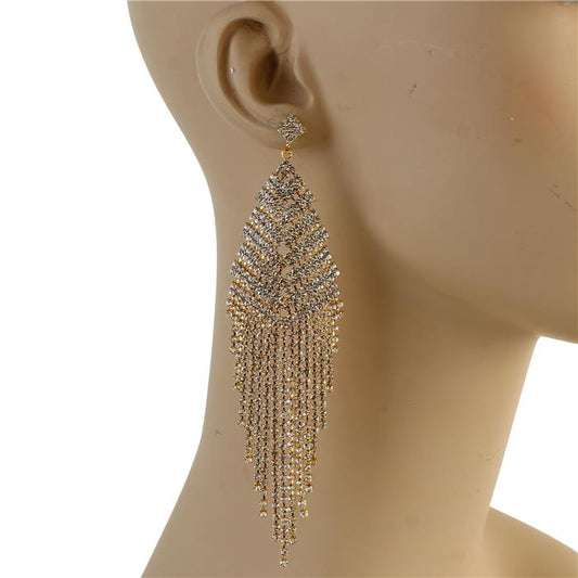 Rhinestone Long Fringed Earring