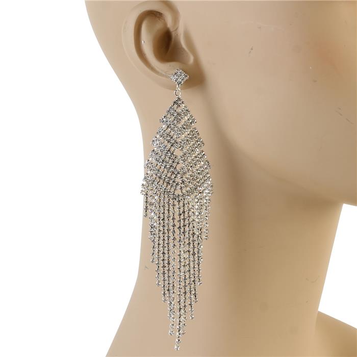 Rhinestone Long Fringed Earring