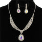 Rhinestones Teardrop Necklace Set