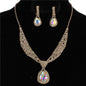 Rhinestones Teardrop Necklace Set