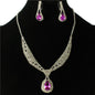 Rhinestones Teardrop Necklace Set