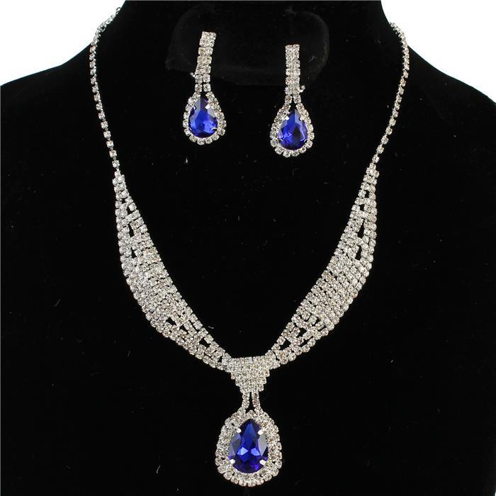 Rhinestones Teardrop Necklace Set