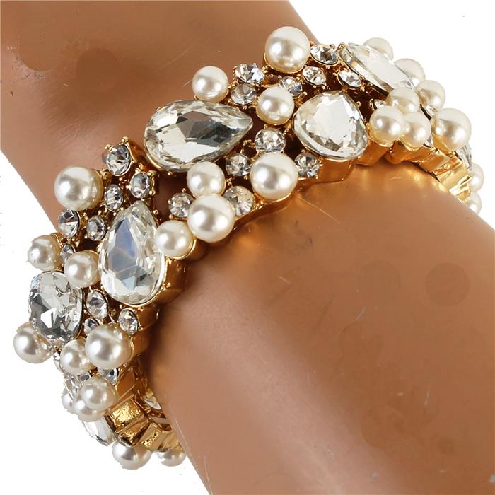 Crystal With Pearl Bracelet