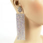 Rhinestone Fringed Long Earring