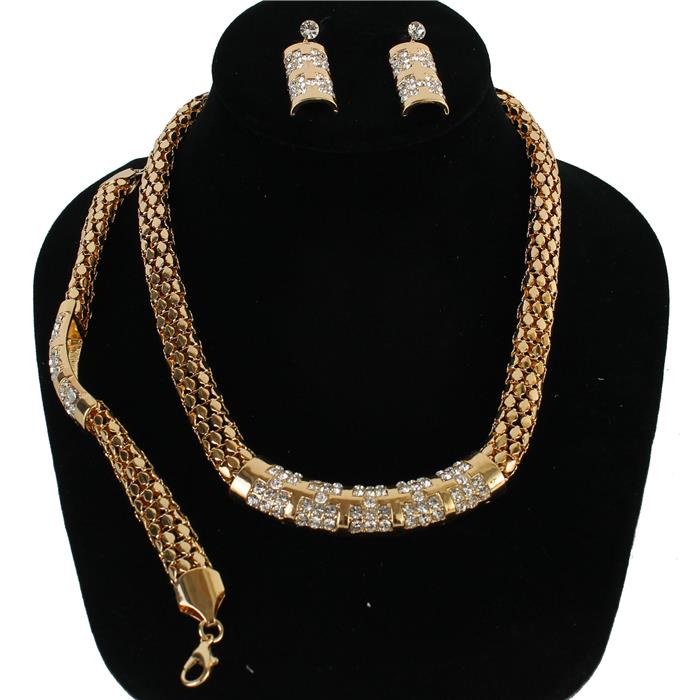 Metal Rhinestones 3 Pcs Necklace Set