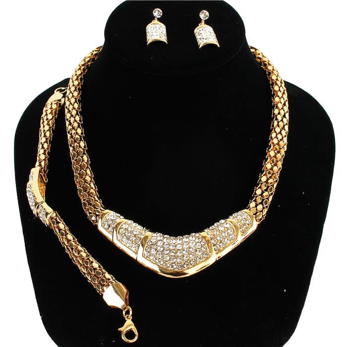 Metal Rhinestones 3 Pcs Necklace Set