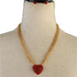 Metal Multi Chain Heart Necklace Set