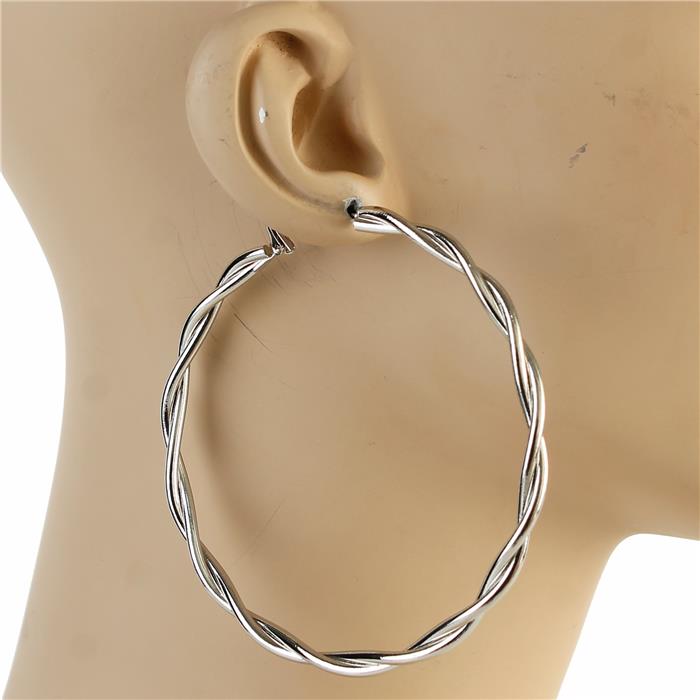 80mm Metal Braid Hoop Earring