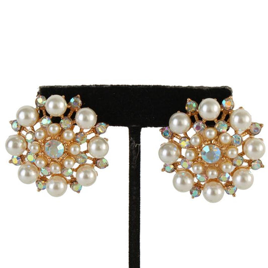 Pearl Flower Clip-On Earring