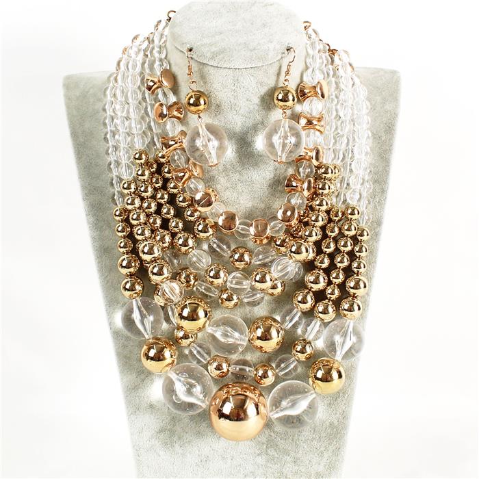 Pearls Metal Multilayereds Necklace Set