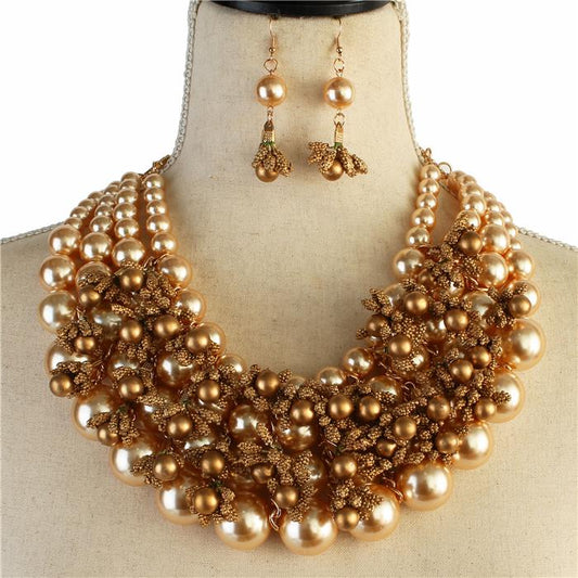 Pearls Flower Necklace Set