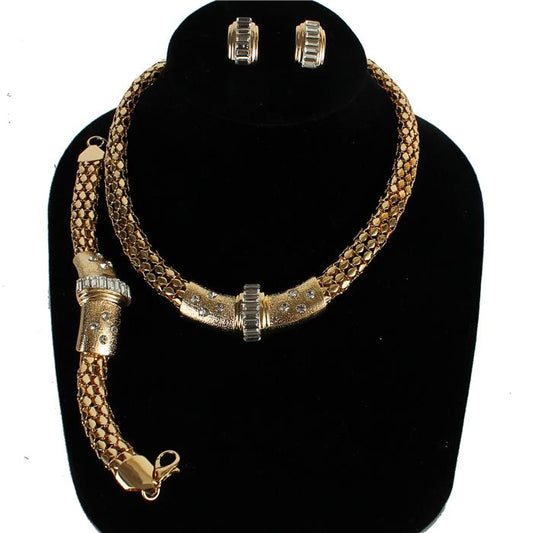 Metal Rhinestone 3 Pcs Necklace Set